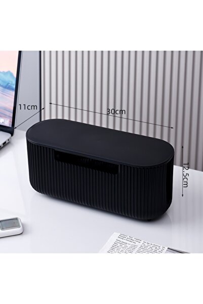 Choice Black A Quality Desktop Cable Storage Box with Lid Multi-Functional So...