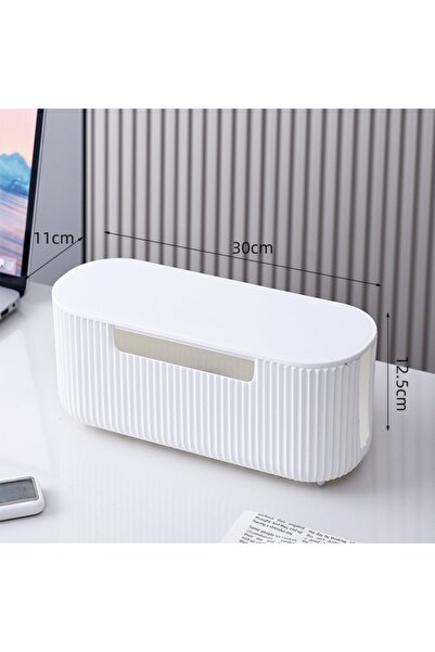 Choice3 White A Quality Desktop Cable Storage Box with Lid Multi-Functional S...