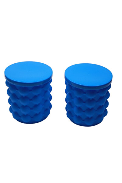 Choice4 2pcs Blue Ice Cube Mold 2 in 1 Ice Trays Large Silicone Ice Bucket Po...