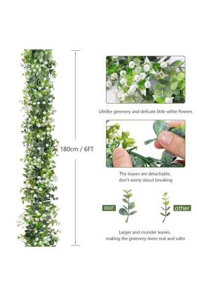 Choice 1PC Green 180CM Artificial Eucalyptus Vines Faux Eucalyptus Garland fo...