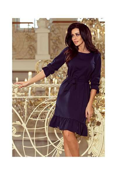 Numoco Rochie bleumarin cu cordon în talie