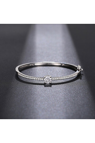 Choice XL1475 Huitan Fashionale Women's Cubic Zirconia Bangle Silver Color/Go...
