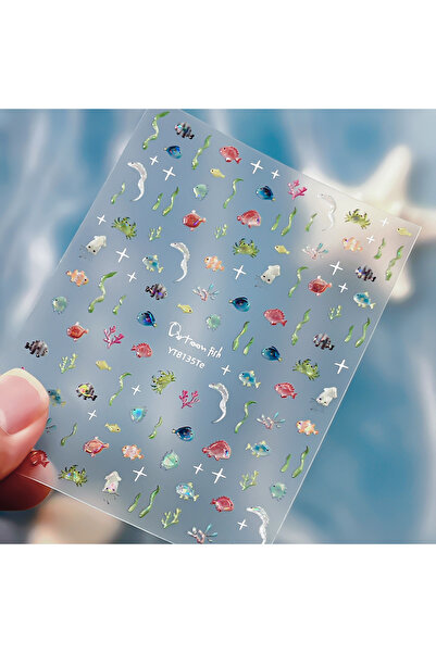 Choice 1pcs Colorful Summer Ocean Nail Sticker Cute Fish Seaweed Self Adhesiv...