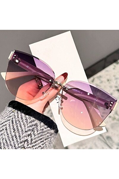 Choice1 نظارات شمسية نسائية C6 عصرية بدون إطار، بتصميم أنيق وفاخر، بأذرع رفيع...