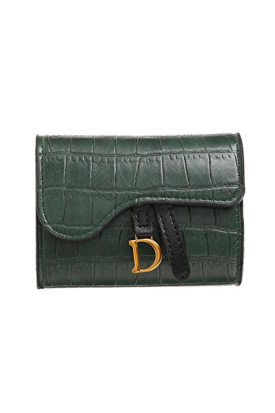 choice2 Green Women Luxury Card Holder Short Mini PU Wallet Letter Printed Mu...