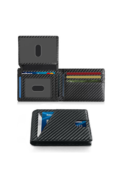 Choice4 QB391-Carbonblack RFID Blocking Men'S Ultra-Thin Bifold Wallet with 2...