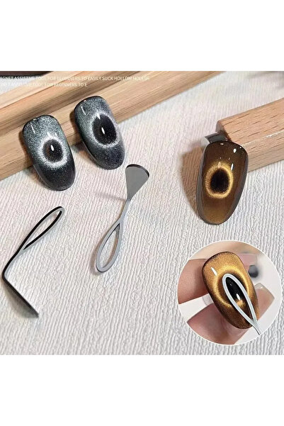 choice2 2Pcs O Circular Nail Magnet Cat Eye Gel Black Hole Hollow Cat Eye Mag...