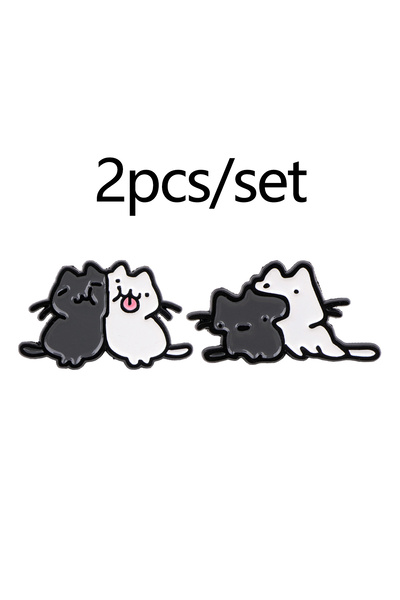 choice2 3 Cute Couple Cat Enamel Pin Brooch Cartoon Pines Lapel Pins Badge on...