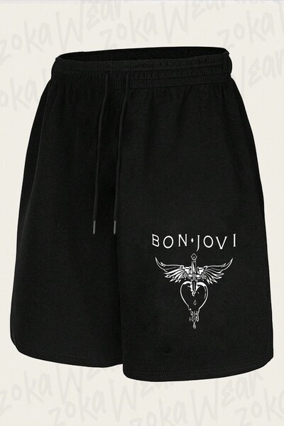 ZOKAWEAR شورت مطبوع بتصميم Bon Jovi 3 للجنسين