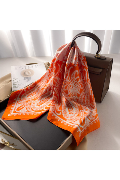 Choice1 JNC255-04 2025 New Paisley Print Square Scarf Soft Satin Silk-like Th...