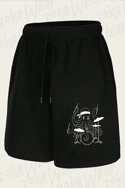 ZOKAWEAR Unisex Drum Octopus Design Printed Shorts