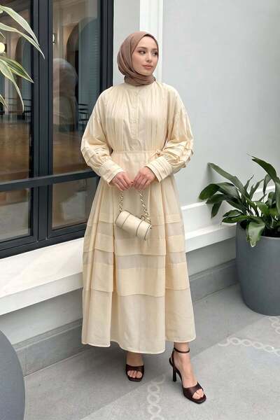 zenne Voile Pile Dress 255037 - Beige