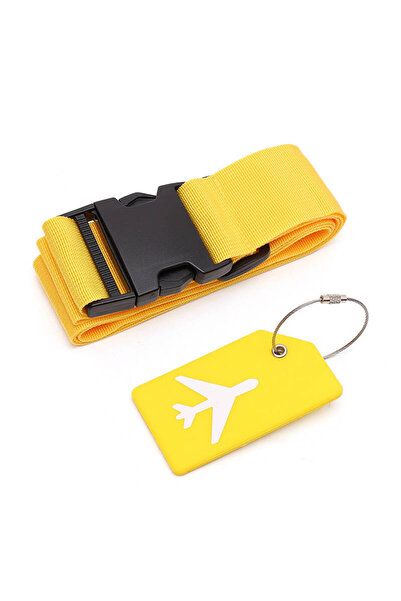 choice2 Yellow Set Luggage Strap Set with Luggage Tag Multiple Colors of Lugg...