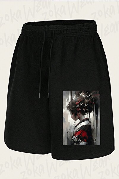 ZOKAWEAR شورت مطبوع بتصميم فني ياباني للجنسين من Lonely Japanese Geisha Art P...