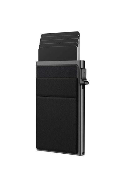 Choice7 black Rfid Anti Blocking Smart ID Bank Holder Wallet Metal Thin Slim ...