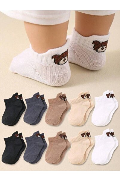 Generic 5 Pairs Baby Socks with Heel, Raised Design, Cute Bear Pattern, 1-2Ye...