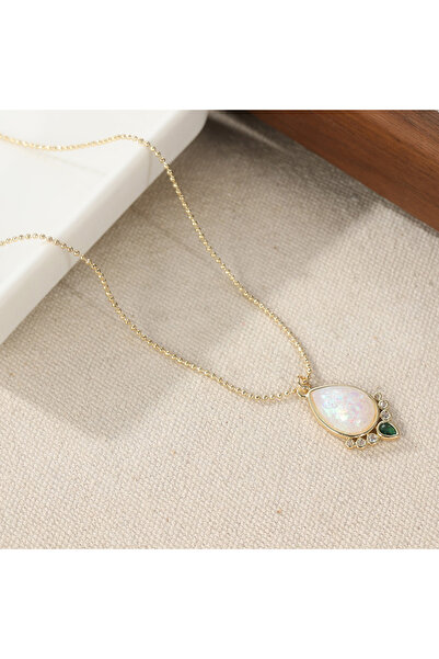 Choice WHITE T1019 Elegant Romantic Waterdrop Synthetic Opal Pendant Necklace...