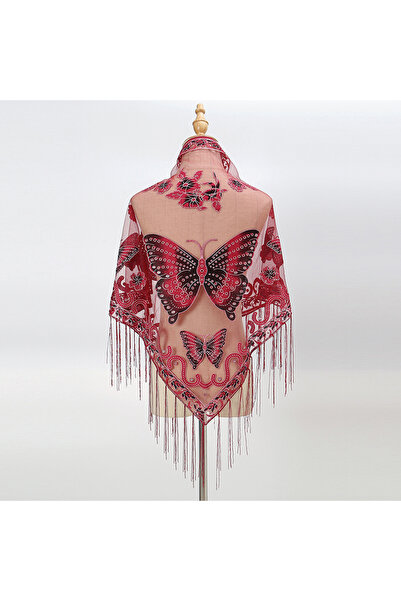 Choice 04 Printed Butterfly Lace Scarf Triangle Tassel Shawl Elegant Ladies S...