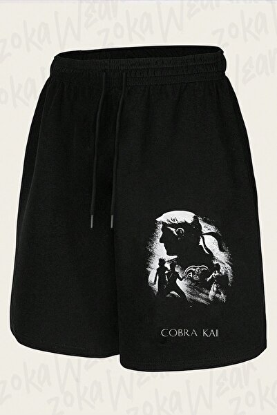 ZOKAWEAR شورت مطبوع بتصميم كوبرا كاي v6 للجنسين