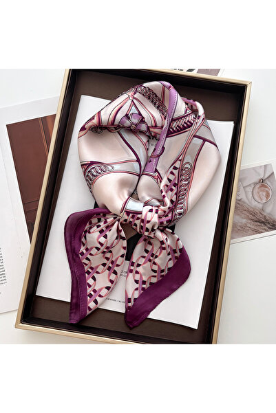 choice2 وشاح مربع مطبوع بالزهور مقاس 70×70 سم للنساء، ربطة عنق ناعمة من السات...