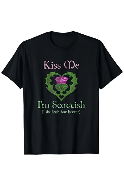 23 nisan St. Patrick's Day Funny T-Shirt "Kiss Me I'm Scottish (Irish But Wor...
