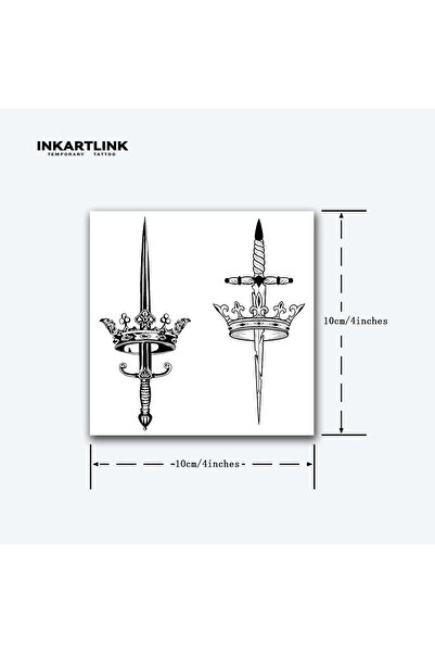 Choice IN-E232 Crown Twin Swords temporary tattoo sticker, waterproof magic t...