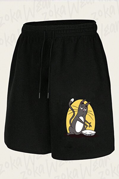 ZOKAWEAR Unisex Cat and Blank Design Printed Shorts