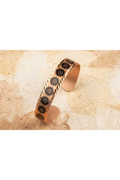 Erol Bakır Adjustable Copper Sunflower Motif Bracelet