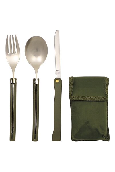 MFH Set tacamuri pliabile camping, otel inox, cu husa