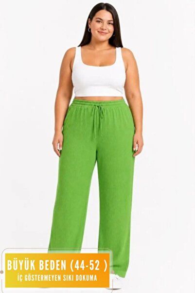 VELİZADE Women's Plus Size Comfort Model Elastic Waist Lycra Wrinkled Flexibl...