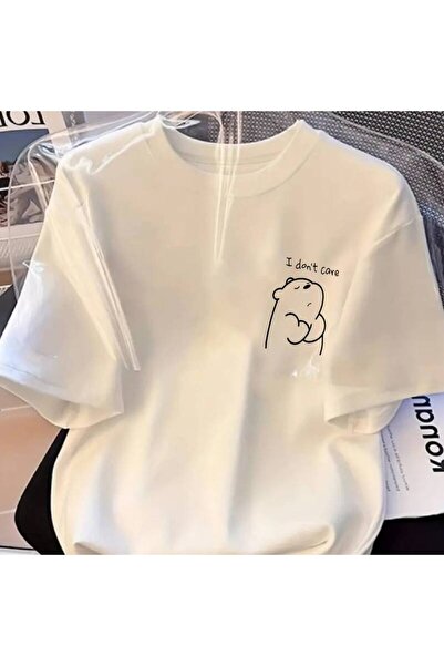 STITCHLY White Y2K Style Oversized Cartoon Bear Printed ShortSleeve Suitable ...