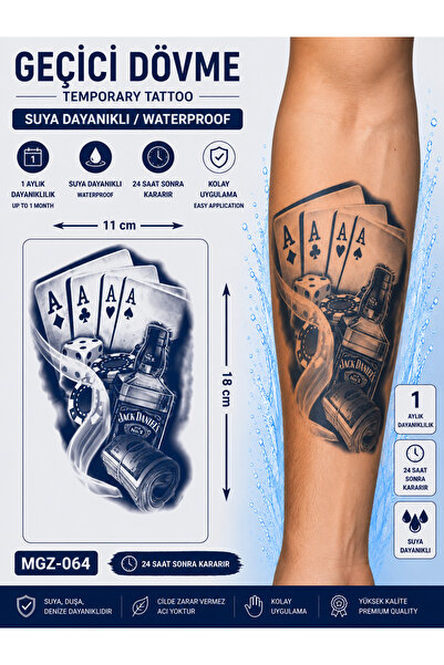 medink tattoo 1 Ay Kalıcı Sonradan Kararan 11X 18 cm model geçici dövme tatto...