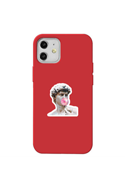 Other Apple iPhone 12 Bubble Red Colored Silicone TPU Θήκη