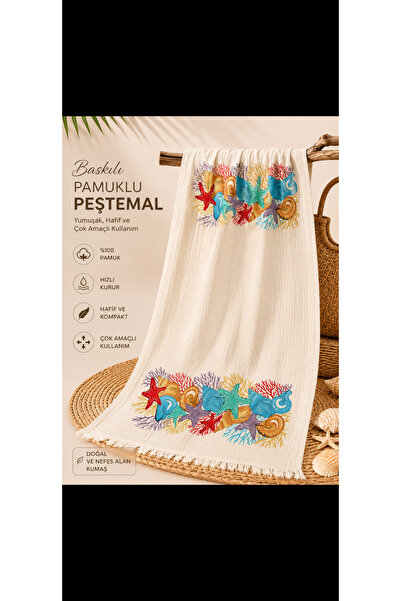 Yarımağa Tekstil Pamuklu Baskılı Müslin Peştemal