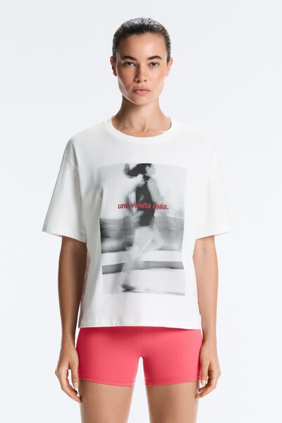 Oysho Görsel baskılı boxy pamuklu crop t-shirt