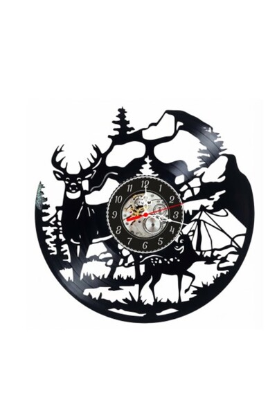 OEM Ceas de perete decorativ din disc de vinil, Model Natură și Camping cu Ce...