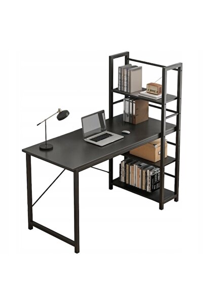 Rebiko Birou de calculator cu rafturi Masă tip loft 119.5x48x120 cm negru Ind...