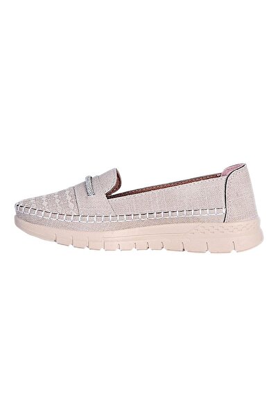 Ayakcenter Ayzen A717 Cream Women's Daily Ballerina Shoes