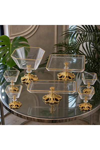 Elta Collection Premium 9 Parça Gold Kristal Sunum ve Servis Seti - Magnolia ...