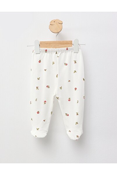 MiniKids Pantaloni cu botosei Ace Trase Lalele, alb