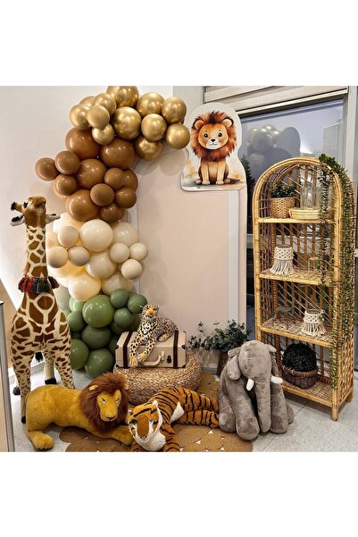 Çemrek Süs Parti Green Beige Gold Chrome Caramel Balloon Chain Set of 100