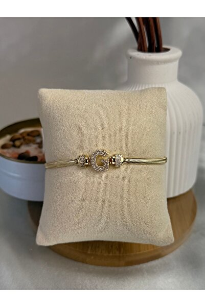 ANKA JEWELLRY G Letter Detail Zircon Stone Women's Steel Bracelet