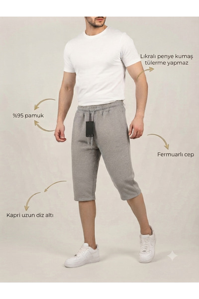 ATKGİYİM Men's Capri Shorts - 95% Cotton Lycra Combed Cotton - Comfortable Cu...