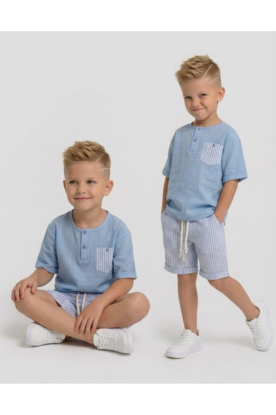 Generic Brand Boy's 4-12 Years Old Linen 2-Piece Set