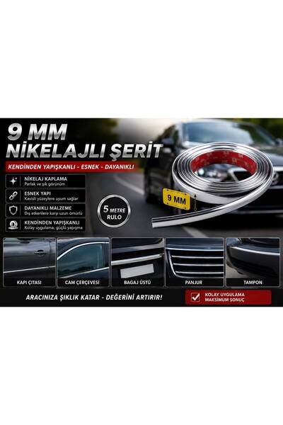 Smart Garage Ford Escort 9 mm nikelaj şerit 5 metre yapışkanlı