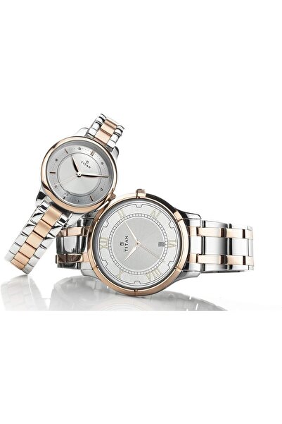 Titan Bandhan Silver White Dial Stainless Steel Analog Couple Watches