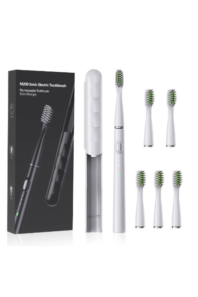 Choice White Portable Smart Slim Sonic Electric Toothbrush for Adults 6 Brush...