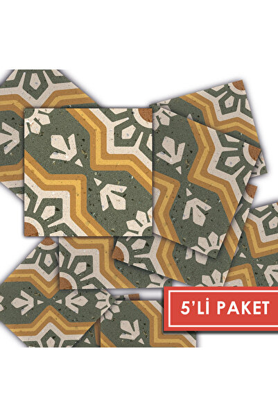 TİNK Kendinden Yapışkanlı Yeşil Yıldız Metraj Desenli Pvc Karo 10x10 Cm 5’li ...