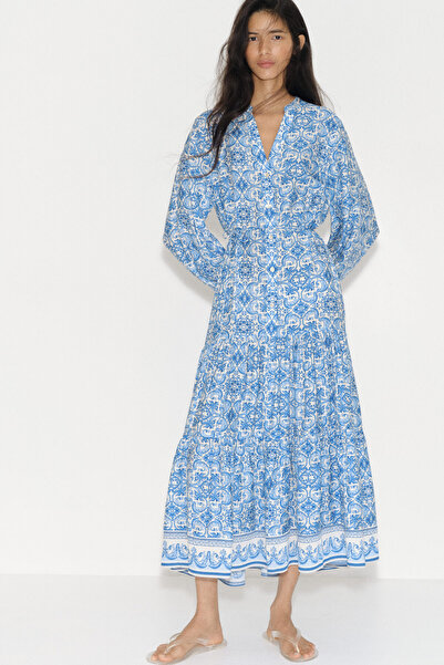 H&M Baskılı ve Katlı Elbise