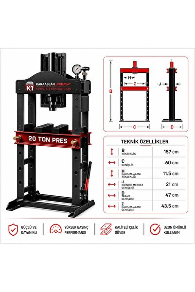 KARAASLAN 20 TON HİDROLİK PRES